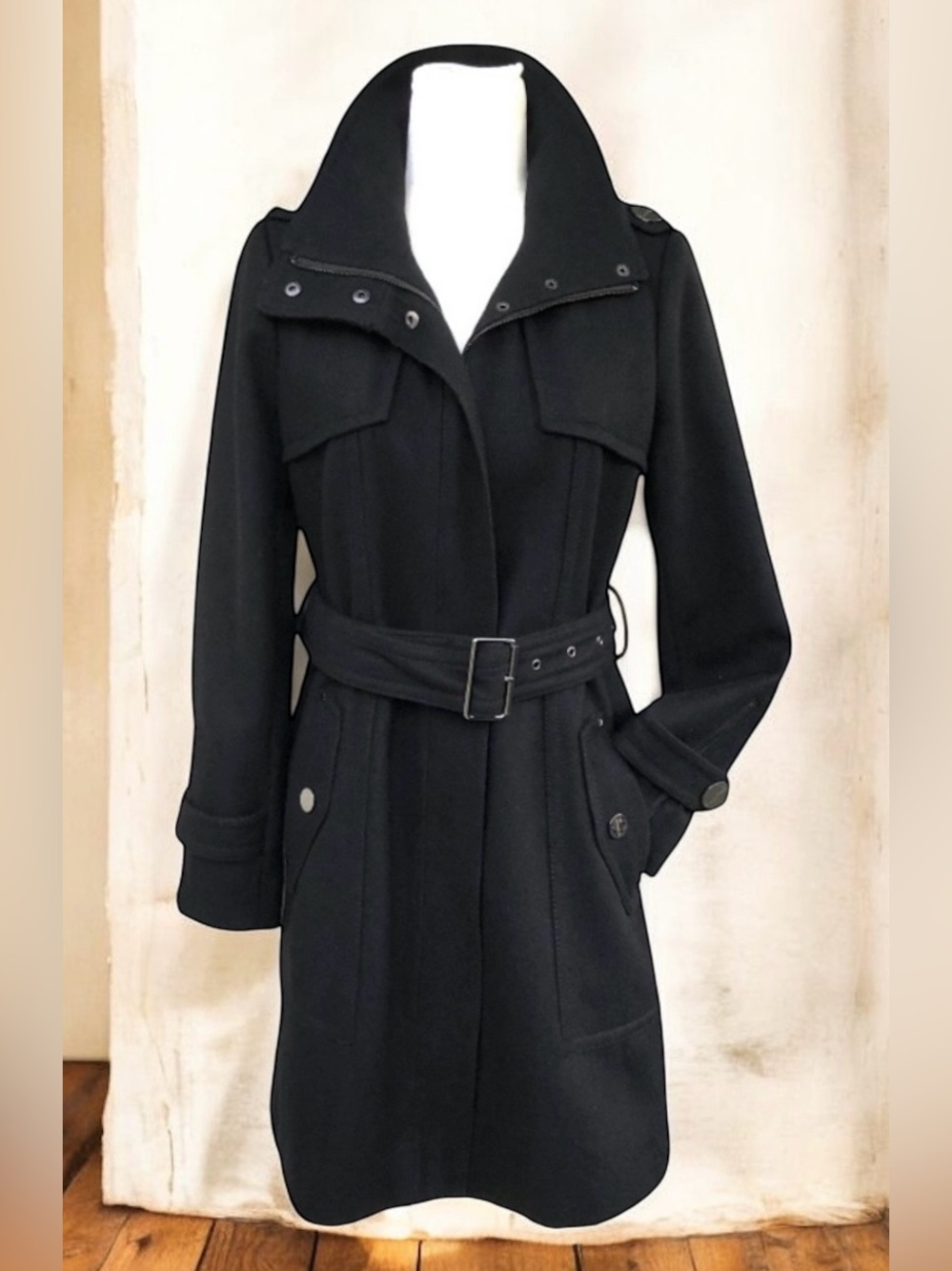 Kenneth Cole Coat Black Wool Jacket Women’s